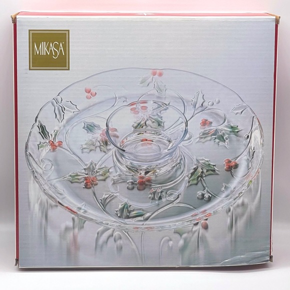 Mikasa Holiday Mikasa Christmas Seasons Holly Red Chip Dip Platter